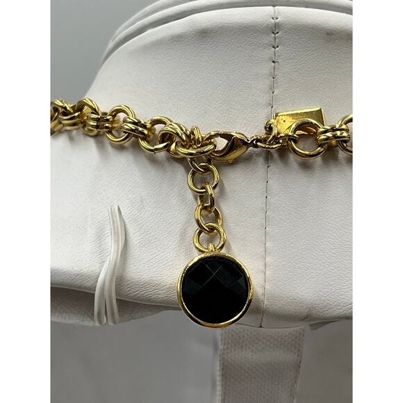 Kate Spade New York Connect Four Black Rhinestone Gold Statement Bib Necklace - Picture 11 of 14